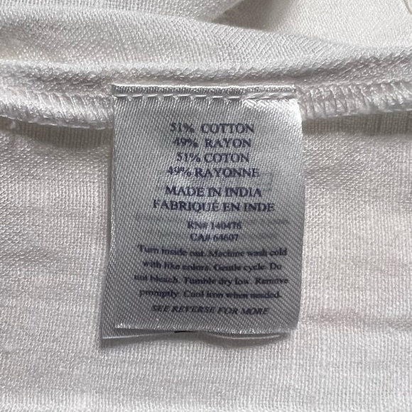 Faherty Arles Brown Embroidered Peasant Blouse White Balloon Sleeve Boho Sz XS - Picture 8 of 12